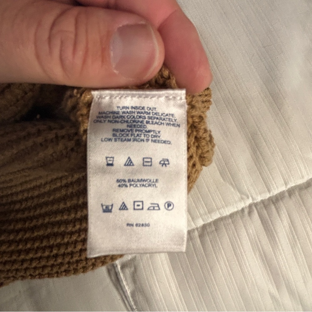 Lands' End Classic Camel Turtleneck Sweater Chunky Oversized Knitted - Picture 4 of 4